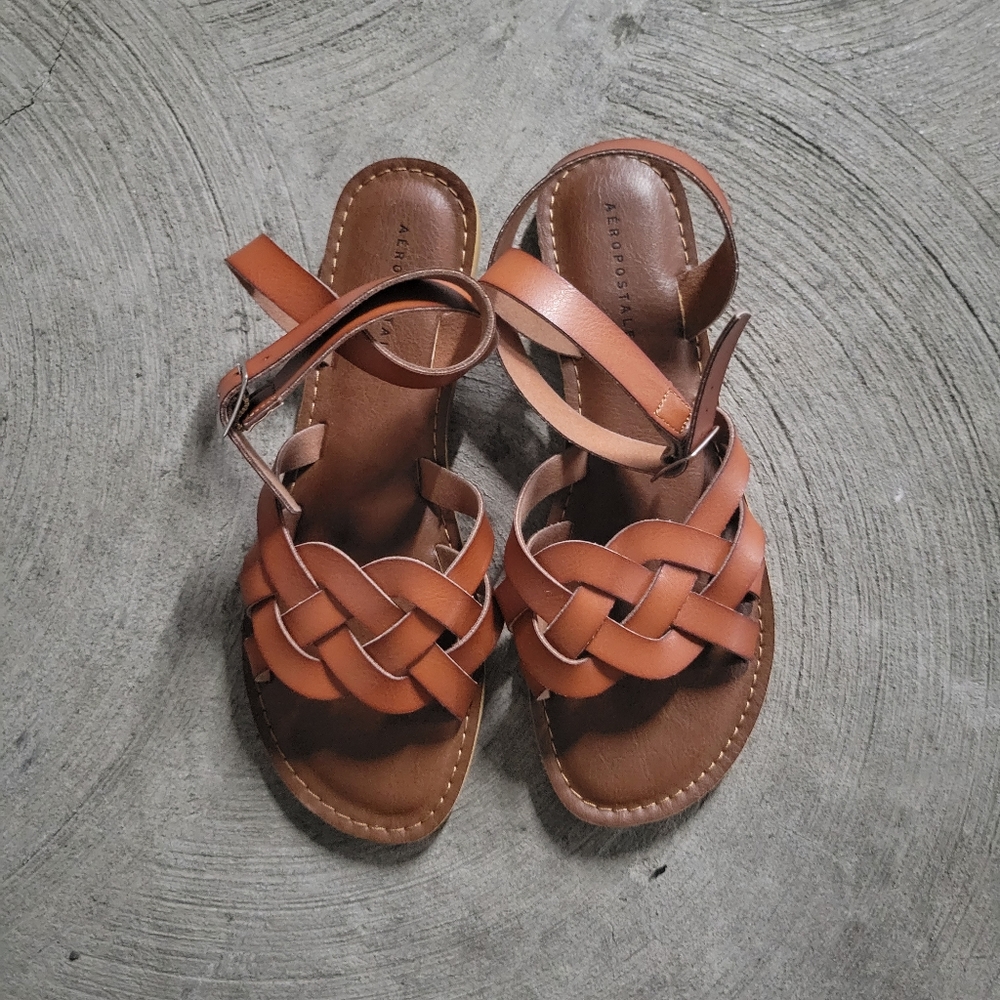 Aeropostale Flat Faux Leather Sandals